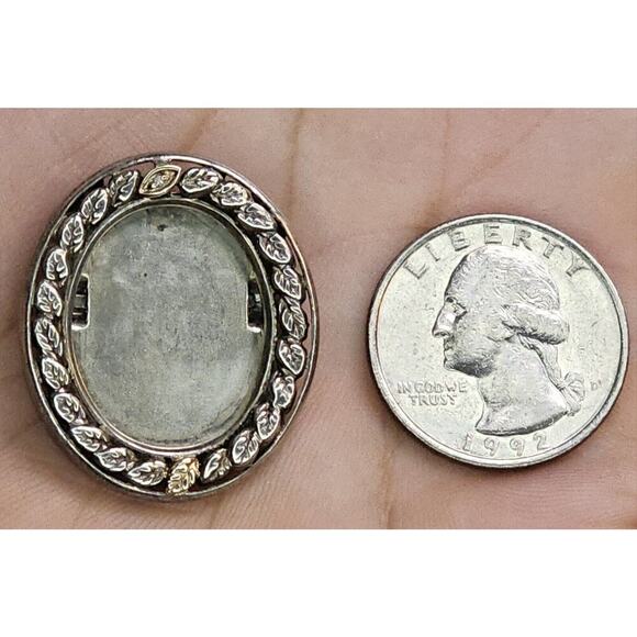 10K - Diamond - 925 Sterling Silver Brooch Pendant-Stand-Locket Love Photo Frame - Picture 9 of 10